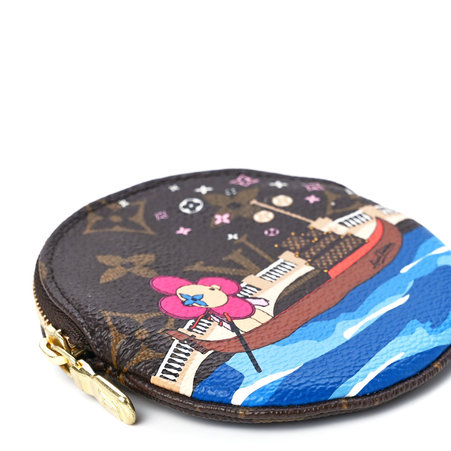 Louis Vuitton Monogram 2019 Christmas Animation Round Coin Purse Blue 8 of 10
