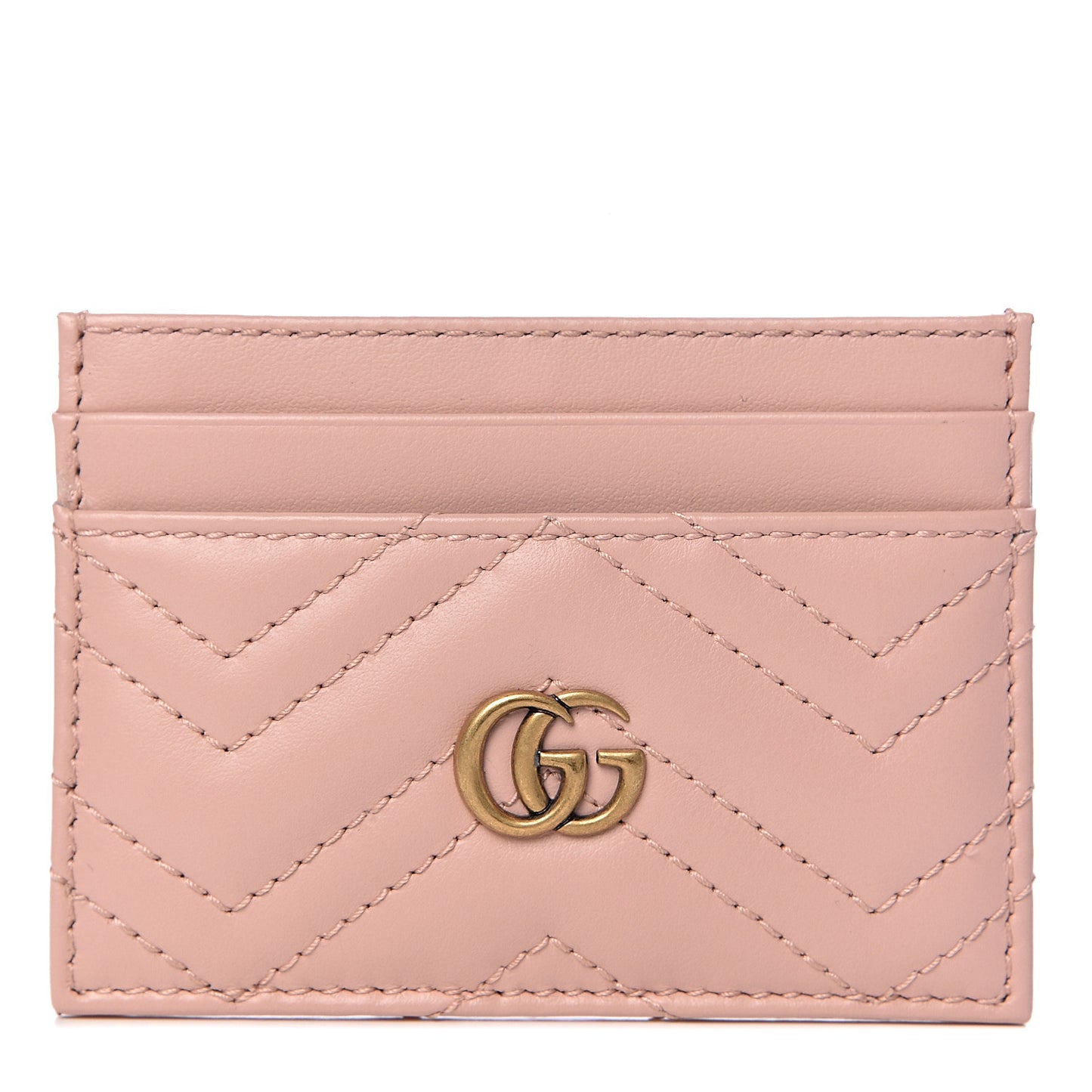 Calfskin Matelasse GG Marmont Card Holder Perfect Pink