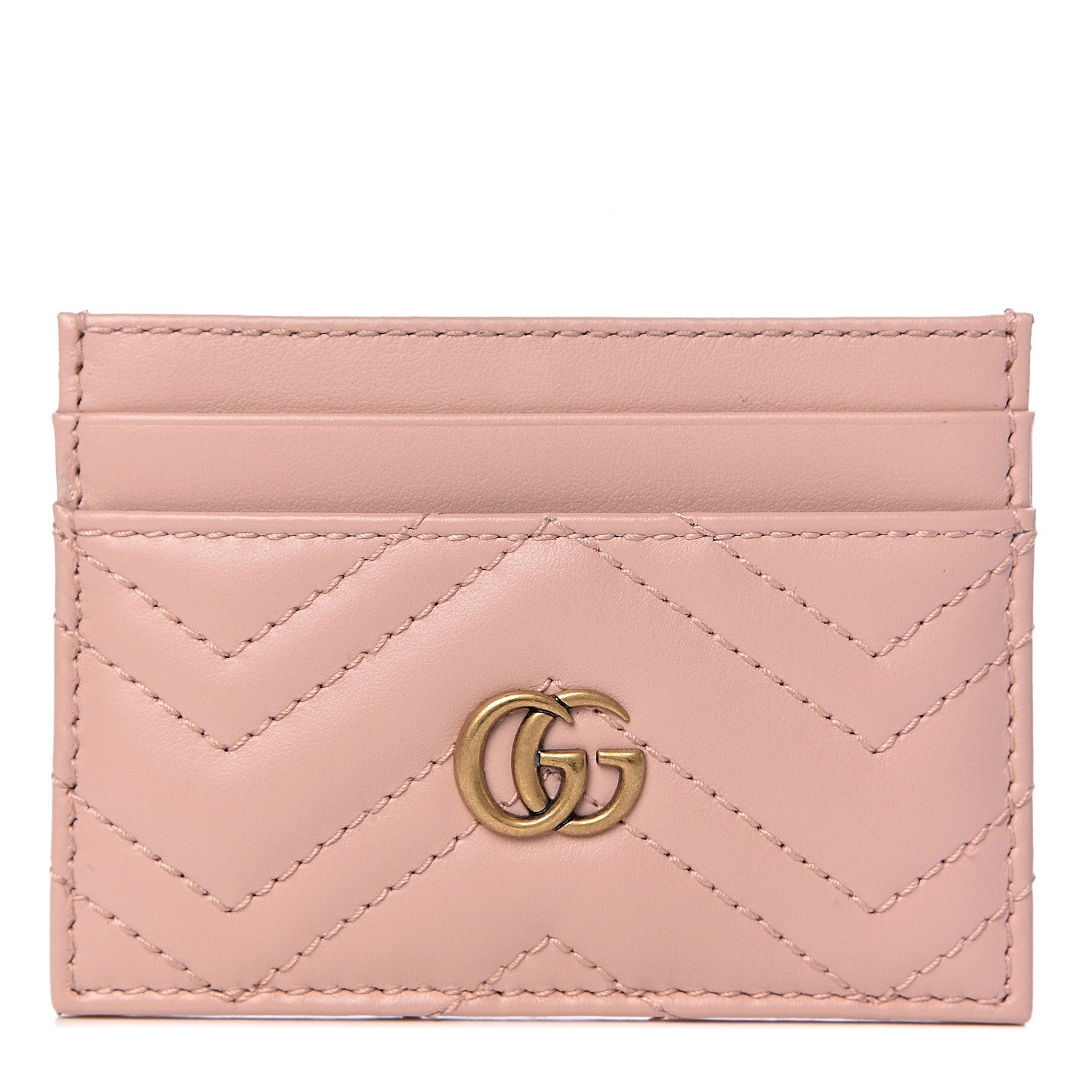 Gucci Calfskin Matelasse GG Marmont Card Holder Perfect Pink 1 of 6