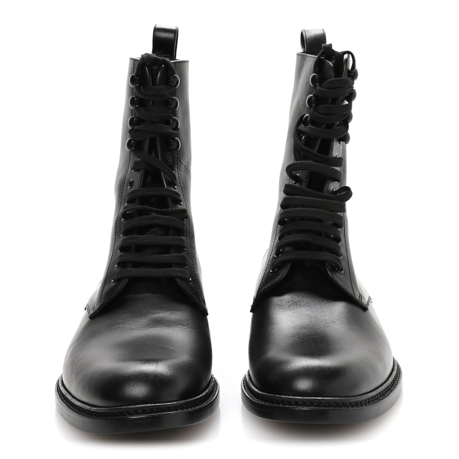 Saint Laurent Stalker Lambskin Mens Army 20 Lace Up Boots 40 Black