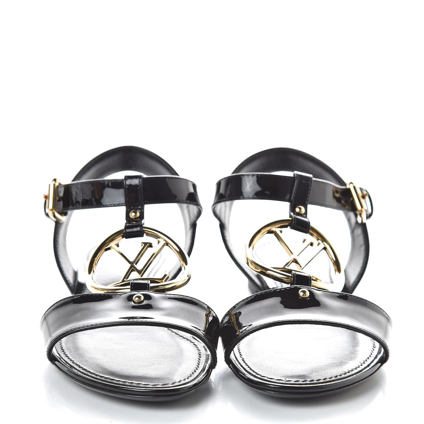 Patent Logo Flat Sandals 36.5 Black