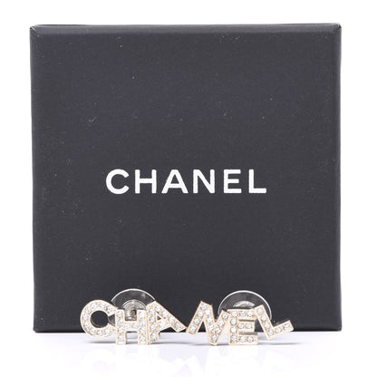 Chanel Crystal Pearl Signature Stud Earrings Gold 6 of 6