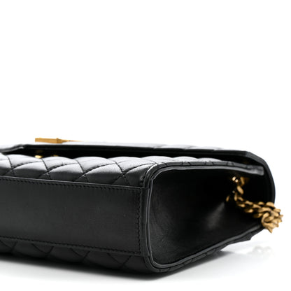 Saint Laurent Lambskin Mixed Matelasse Triquilt Medium Monogram Satchel Black 10 of 10