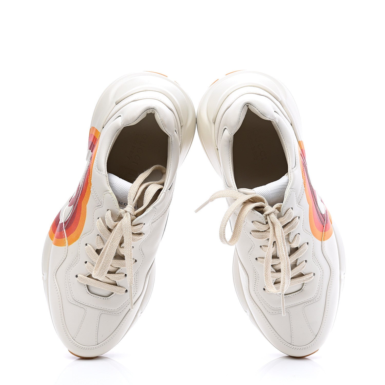 Gucci Calfskin Interlocking G Heart Womens Rhyton Sneakers 38 Mystic White 5 of 10