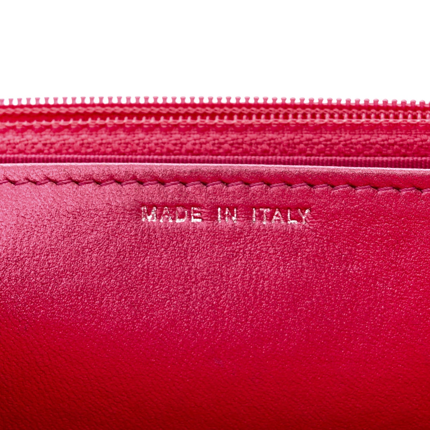 Metallic Patent Calfskin Quilted Boy Wallet On Chain WOC Fuchsia