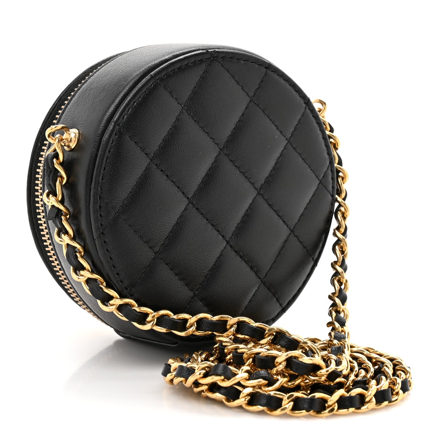 Chanel Lambskin Mini Camellia Bouquet Clutch With Chain Black Gold 2 of 10