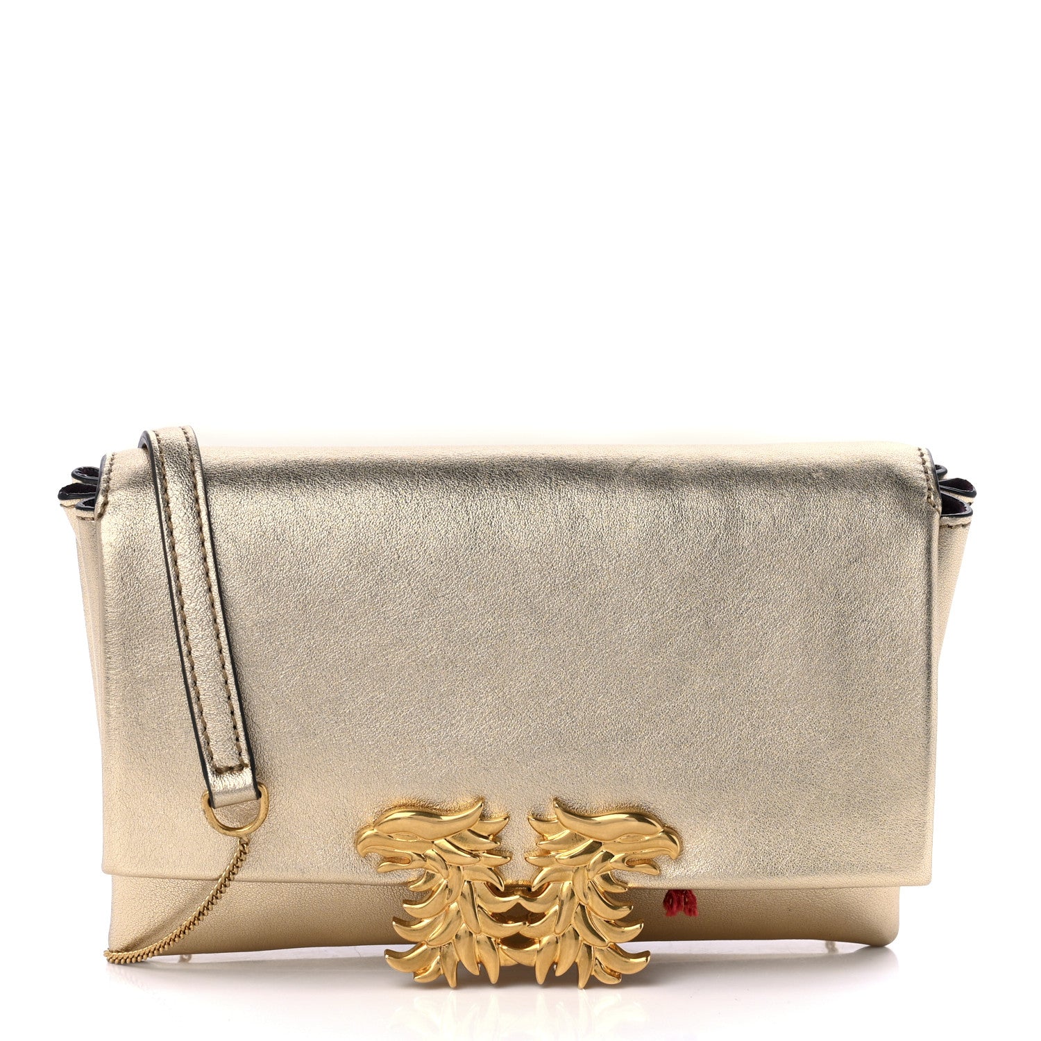 Valentino Garavani Metallic Calfskin Maison Gryphons Shoulder Bag Dark Gold 1 of 8