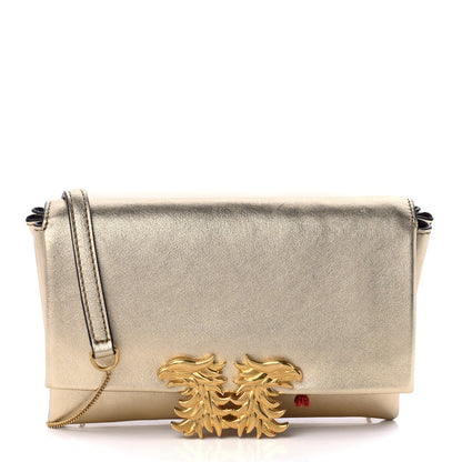 Valentino Garavani Metallic Calfskin Maison Gryphons Shoulder Bag Dark Gold 1 of 8