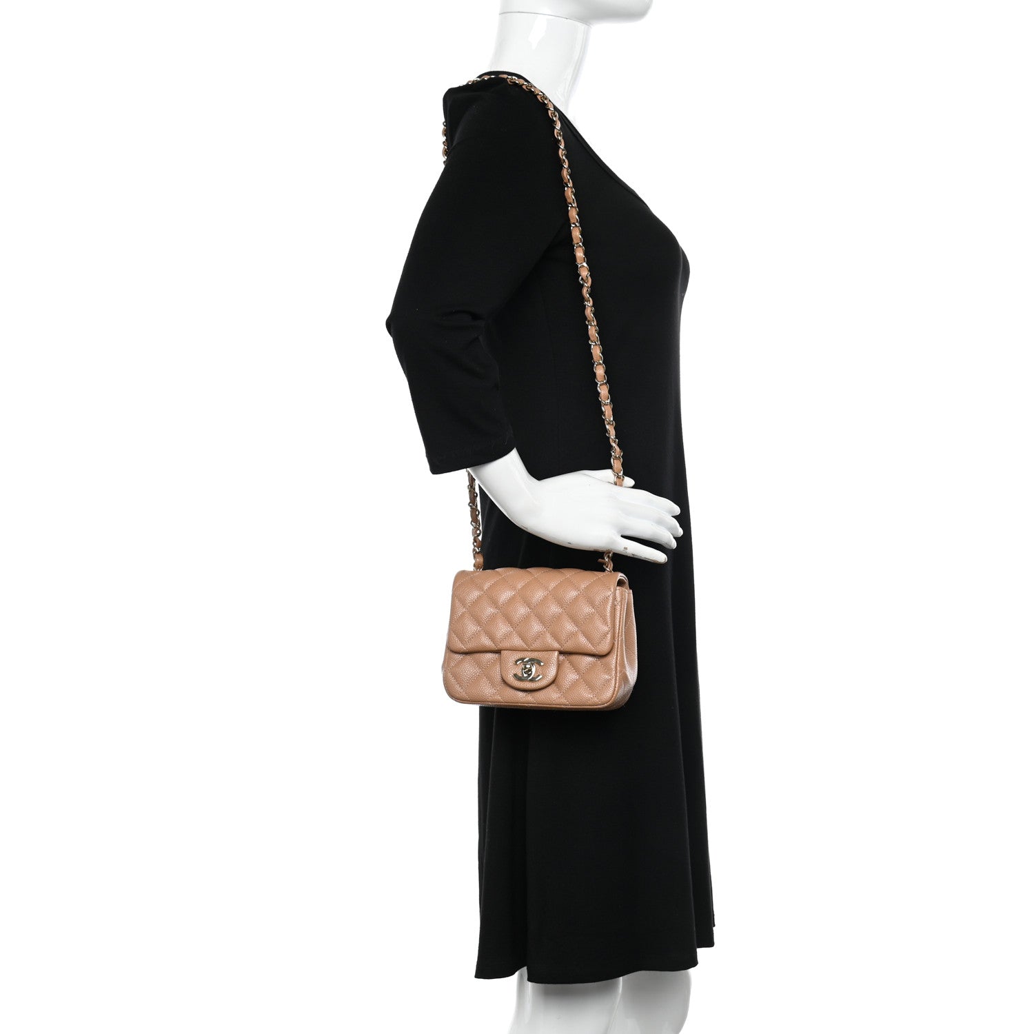 Chanel Caviar Quilted Mini Square Flap Beige 2 of 10
