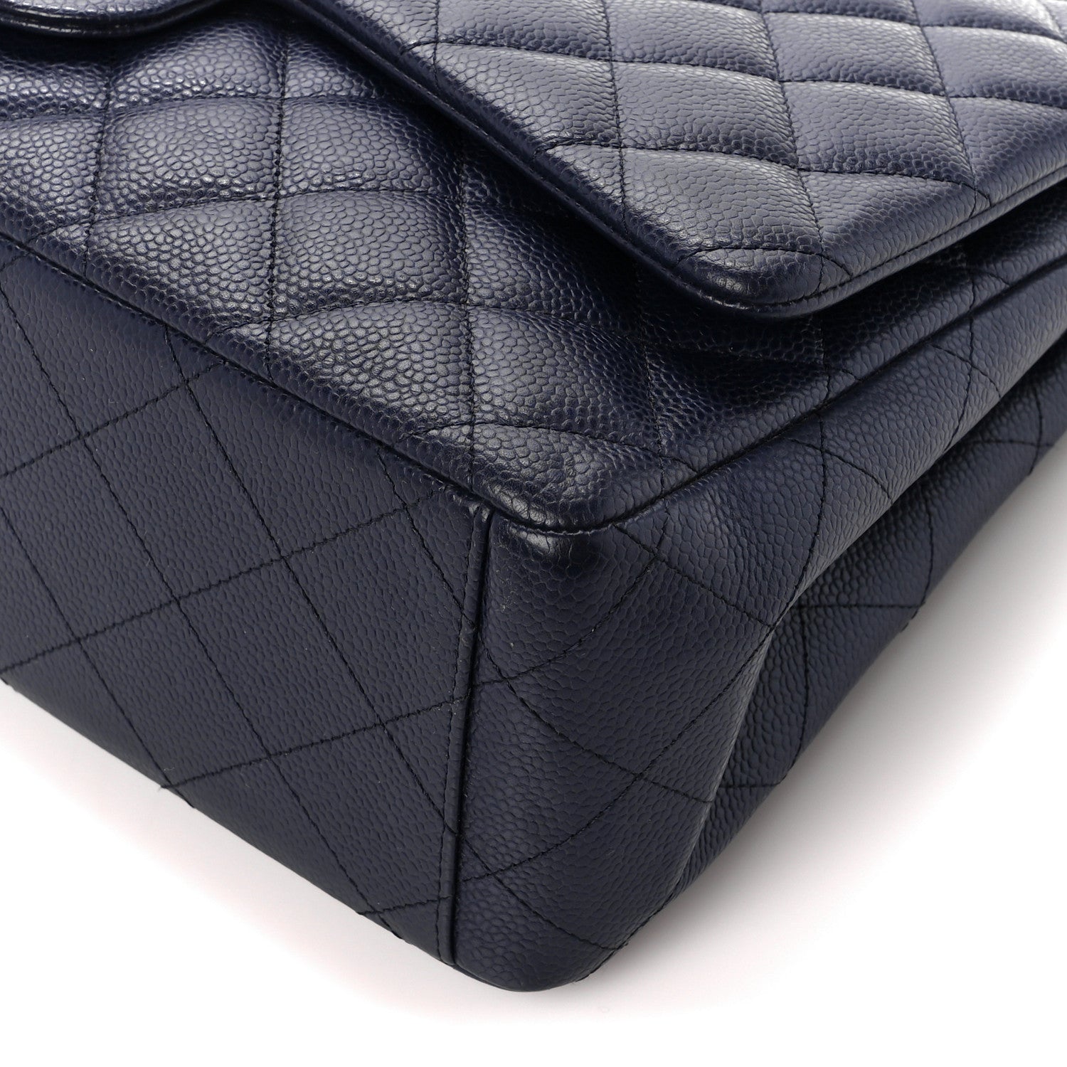 Chanel Caviar Quilted Maxi Double Flap Navy Blue 11 of 11