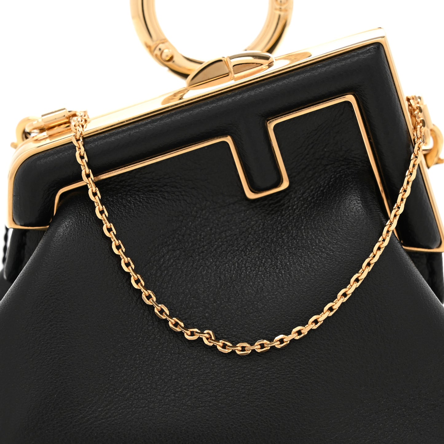 Shiny Nappa Nano Fendi First Bag Charm Black