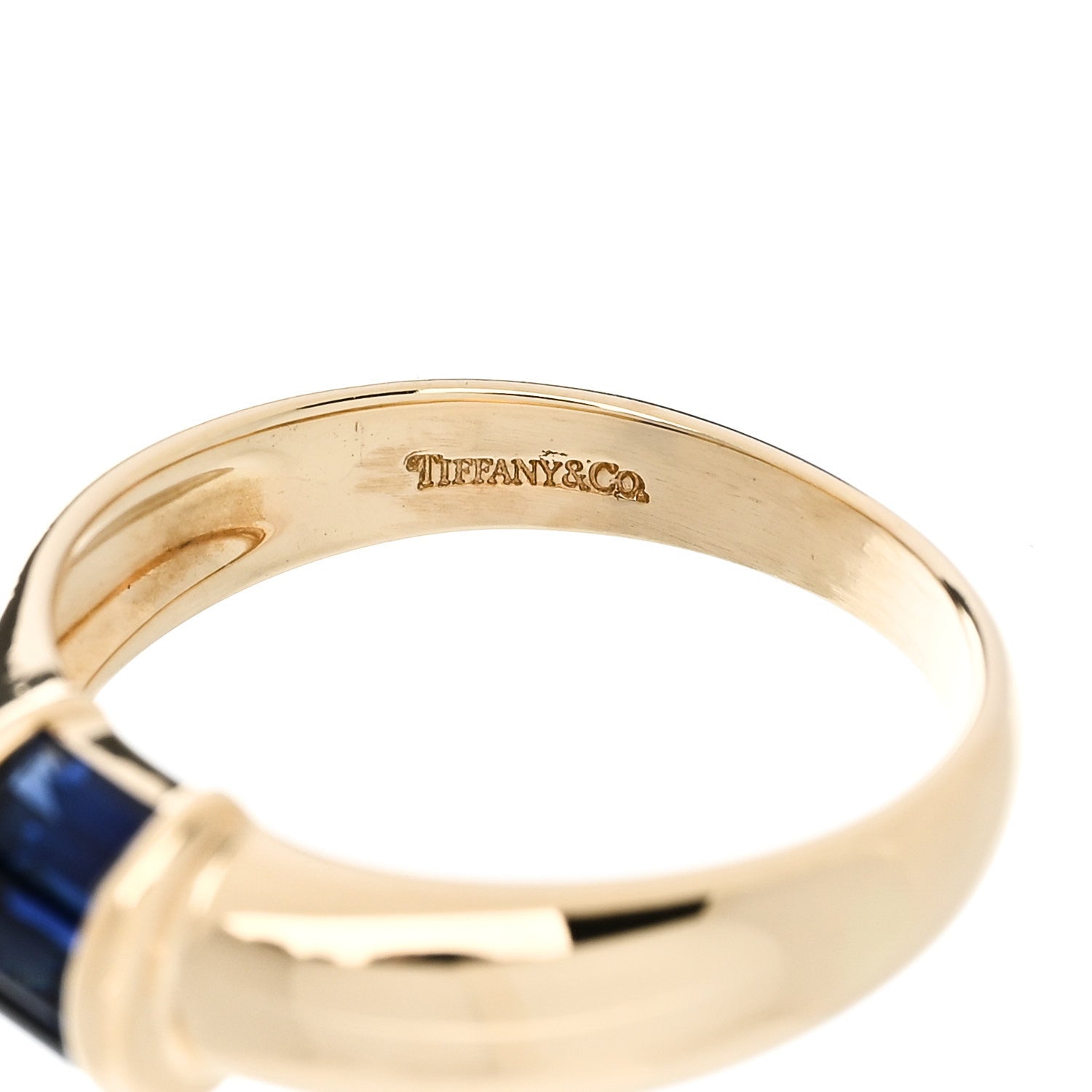 Tiffany 18K Yellow Gold Blue Sapphire Baguette Ring 51 5.75 4 of 6
