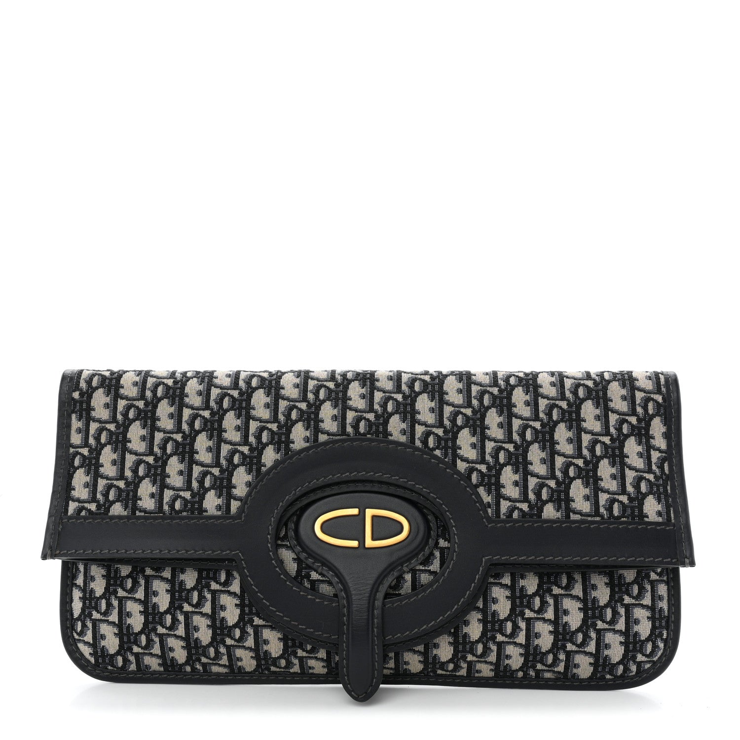 Christian Dior Oblique Fold Over Clutch Blue 1 of 7