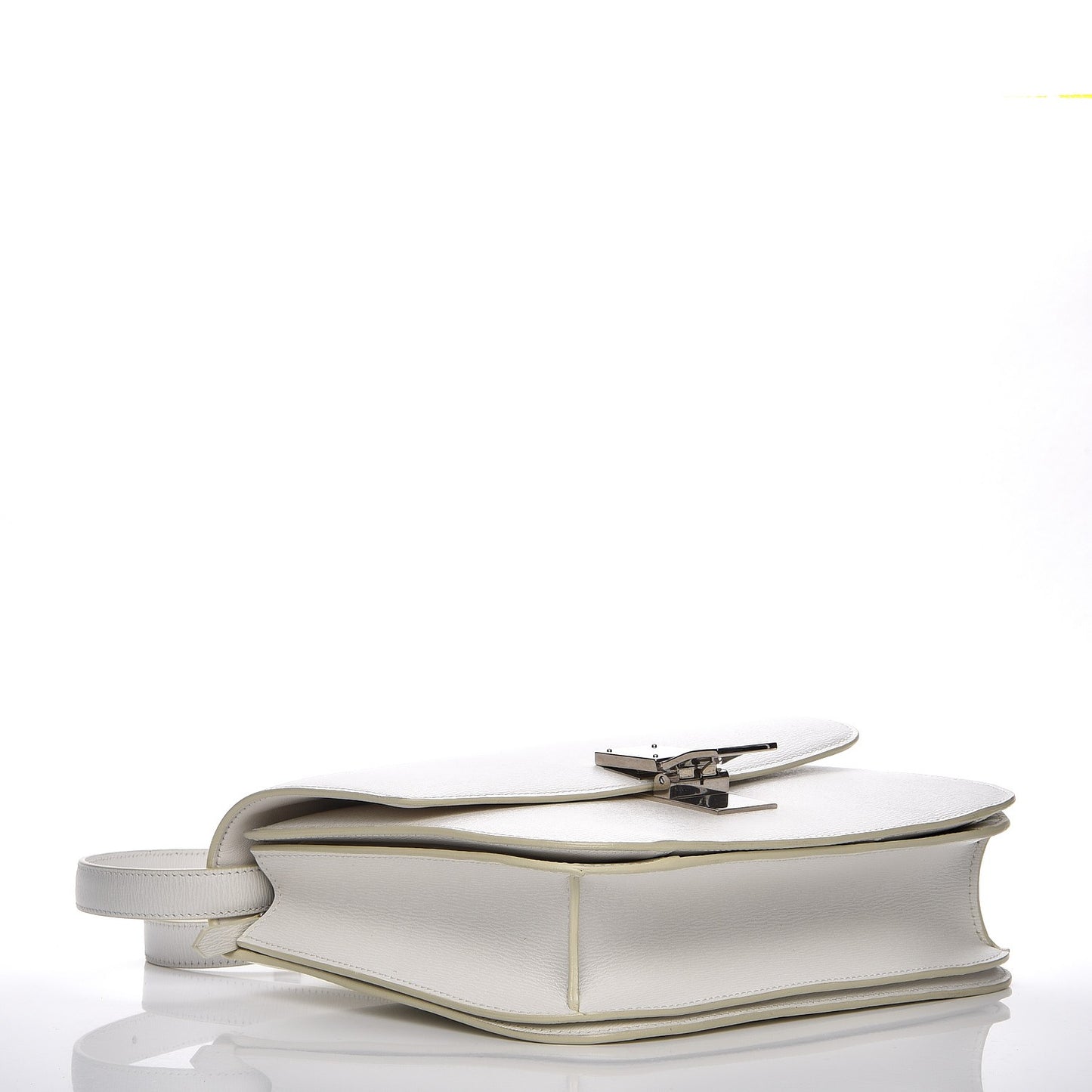 Liege Calfskin Medium Classic Box Flap Bag White