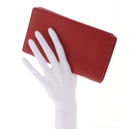 Chanel Lambskin Camellia Yen Wallet Red 2 of 8