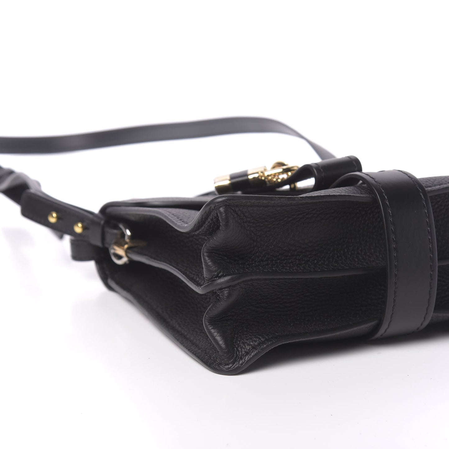 Shiny Grained Calfskin Small Aby Day Shoulder Bag Black