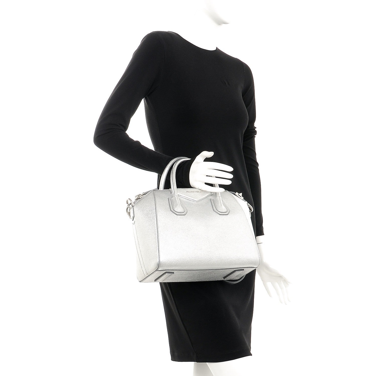 Givenchy Metallic Sugar Goatskin Small Antigona Silver 2 of 10