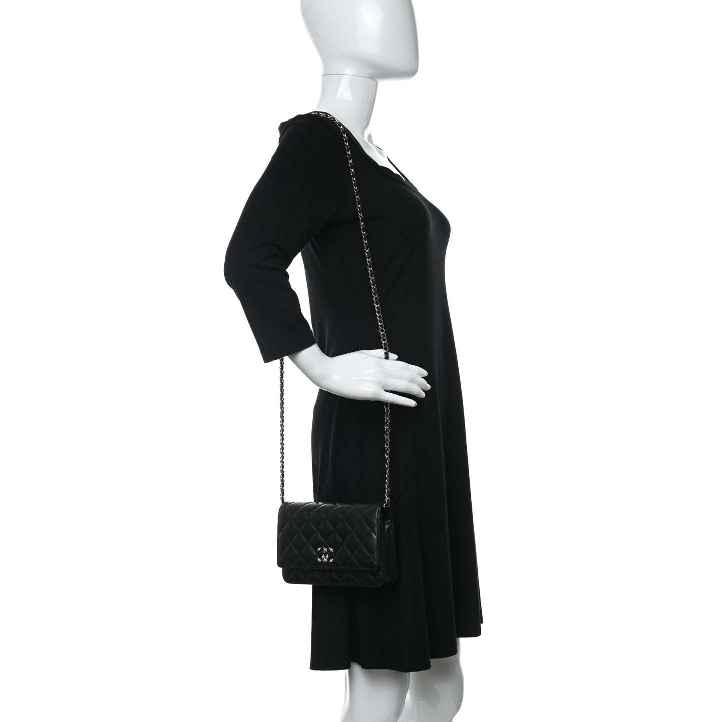 Caviar Quilted Coco Candy Wallet On Chain WOC Black