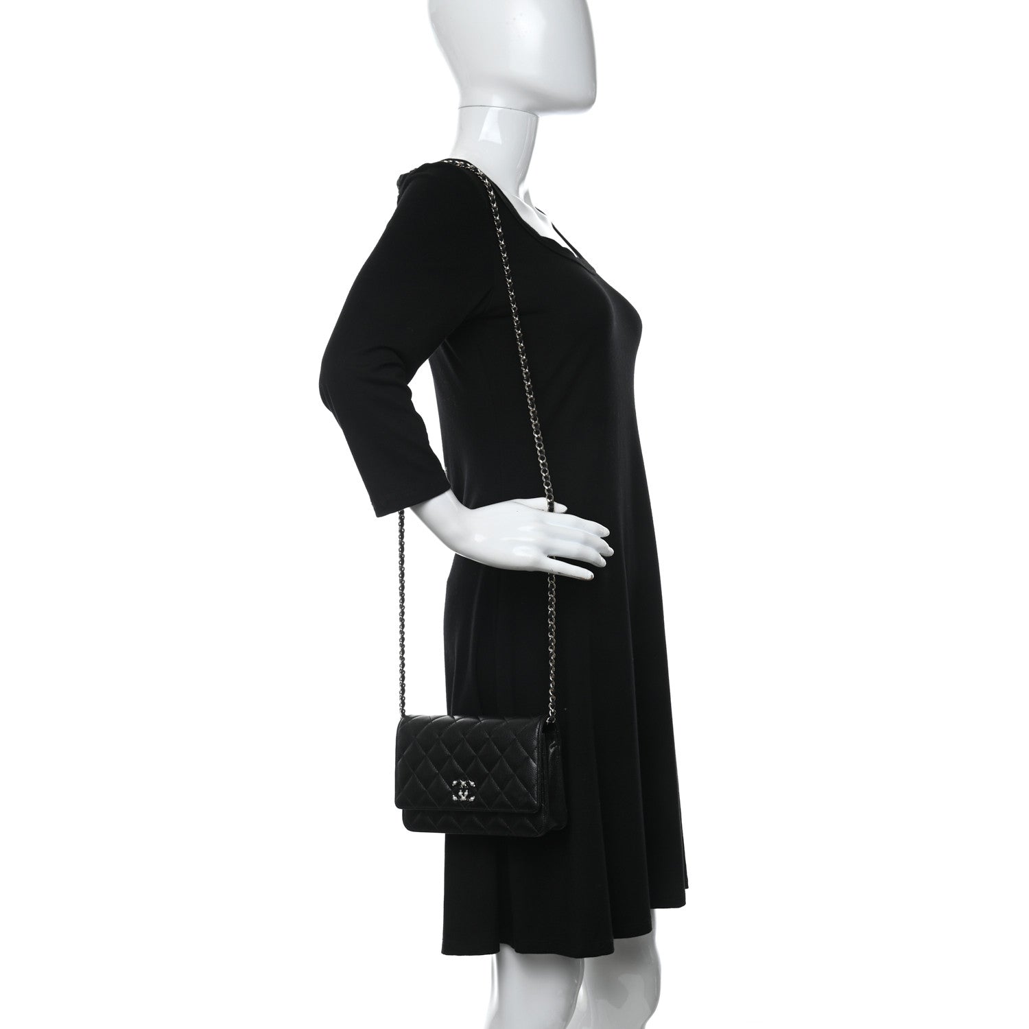 Chanel Caviar Quilted Coco Candy Wallet On Chain WOC Black 2 of 10