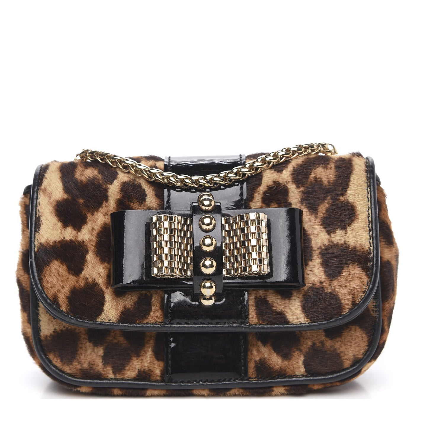 Calf Hair Leopard Print Mini Sweety Charity Crossbody Bag Brown