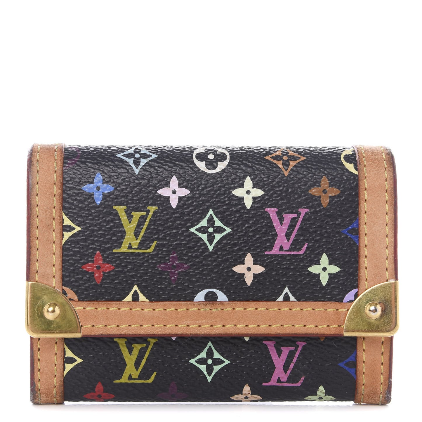 Monogram Multicolor Porte-Monnaie Plat Coin Purse Black