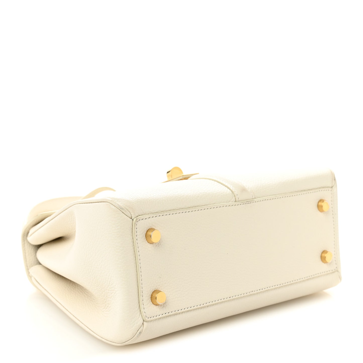 Grained Calfskin Small 16 Top Handle Bag White