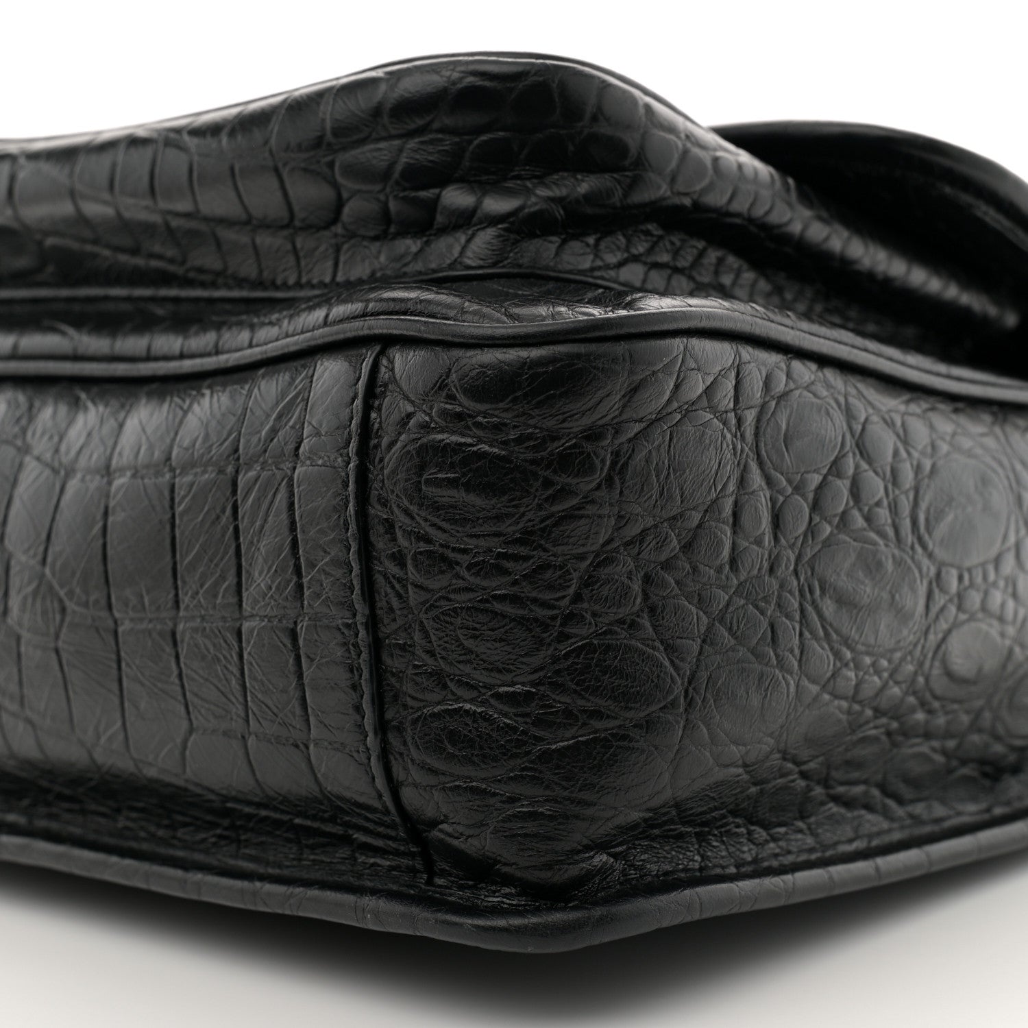 Saint Laurent Crocodile Embossed Lambskin Monogram Medium Niki Chain Satchel Black 10 of 11