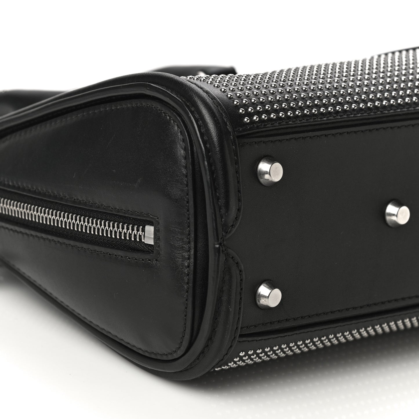 Calfskin Studded Mini Heroine Top Handle Bag Black