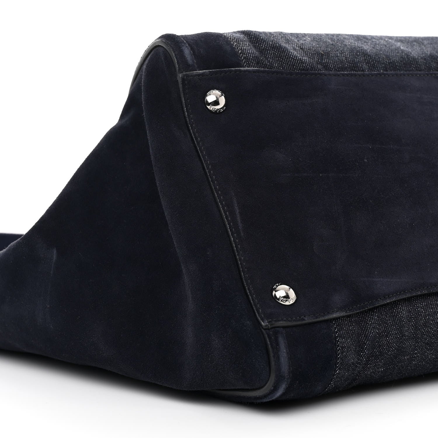 Prada Denim Suede Scamosciato Twin Pocket Tote Bleu 9 of 12