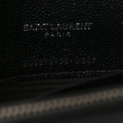 Saint Laurent Grain De Poudre Matelasse Chevron Monogram Envelope Chain Wallet Black 6 of 8