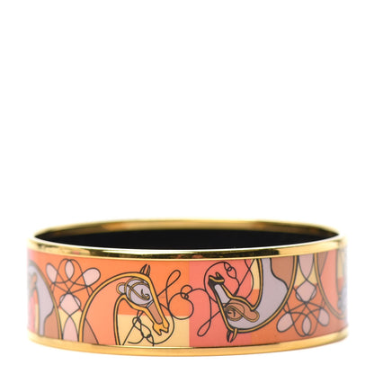 Hermes Enamel Printed Wide Coup De Fouet Bracelet 62 1 of 5