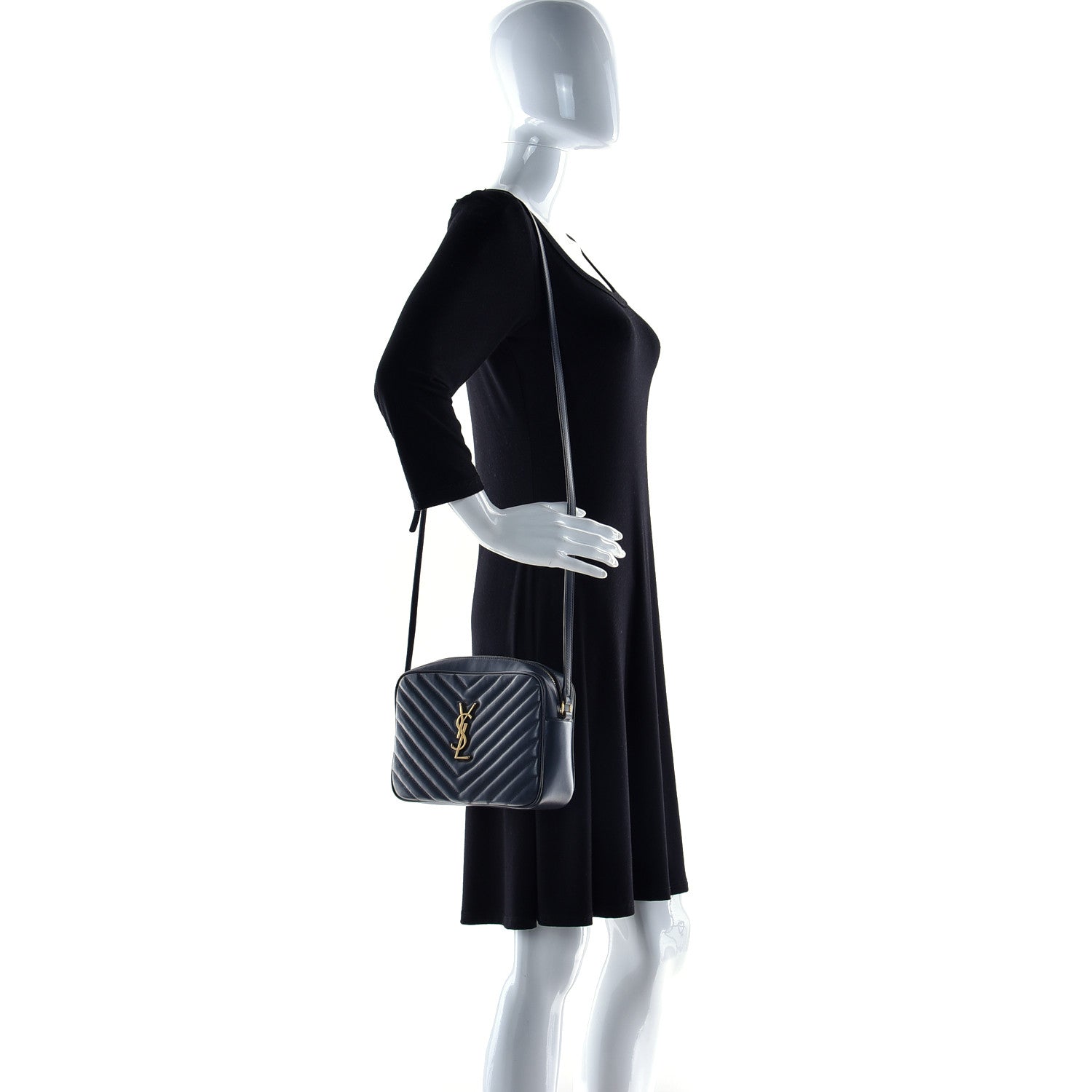 Saint Laurent Calfskin Matelasse Monogram Lou Camera Bag Dark Smog 2 of 12