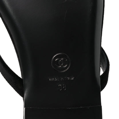Chanel Velvet Crystal CC Thong Sandals 38 Black 6 of 8