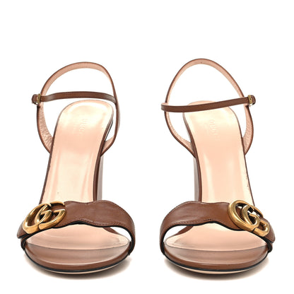 Gucci Lifford Calfskin GG Marmont Ankle Wrap 105mm Sandals 40 Cognac 2 of 7