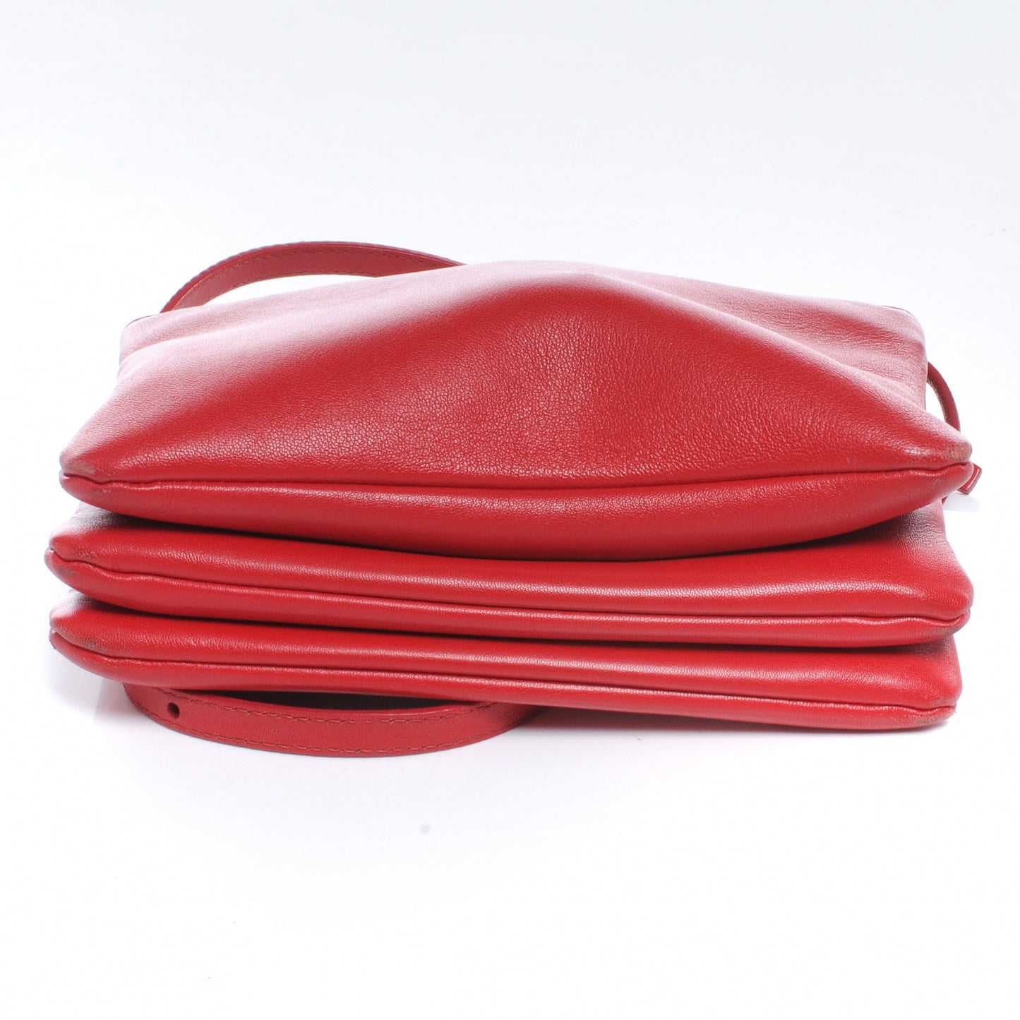 Leather Trio Crossbody Bag Red