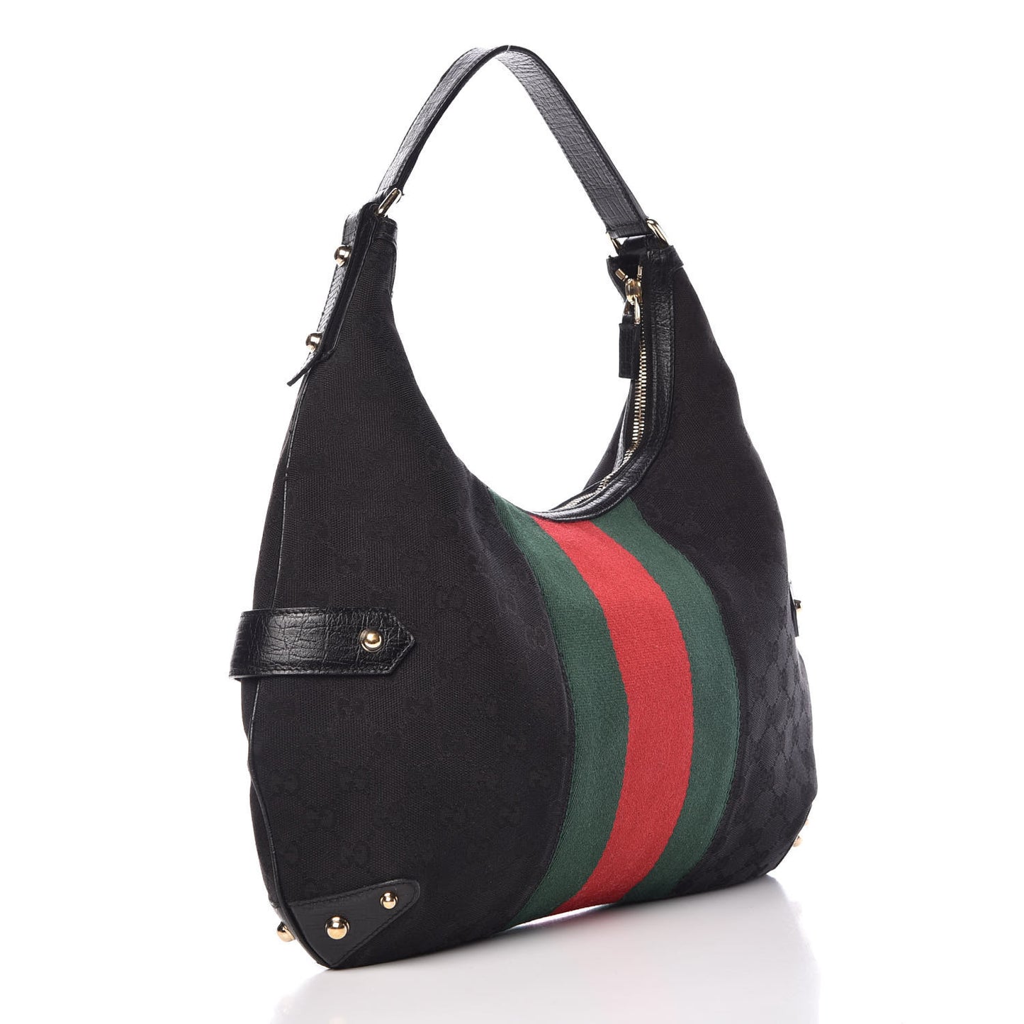 Monogram Large Horsebit Web Hobo Black