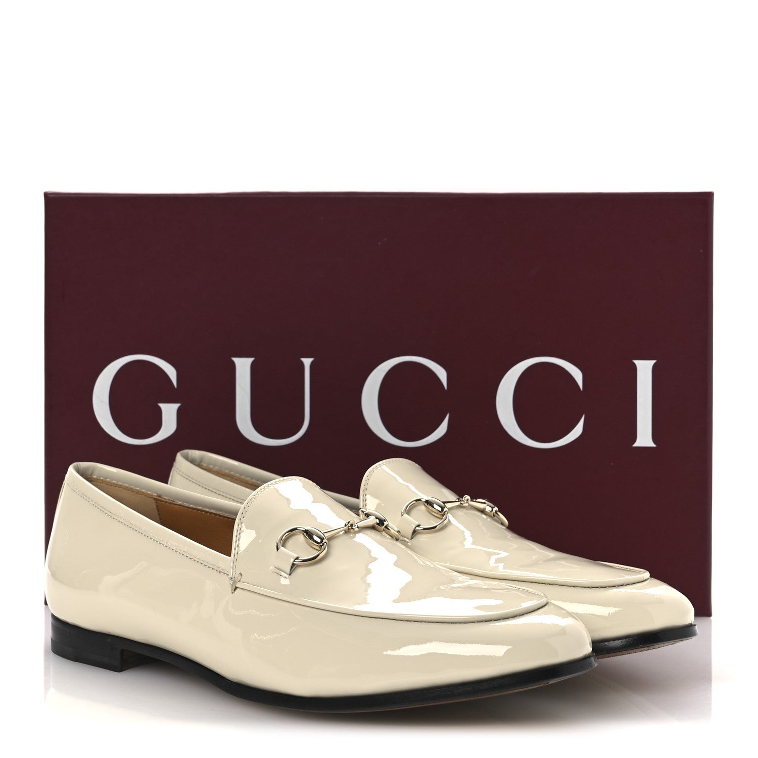 Gucci Patent Womens Jordaan Loafers 39.5 New Ivory 13 of 13