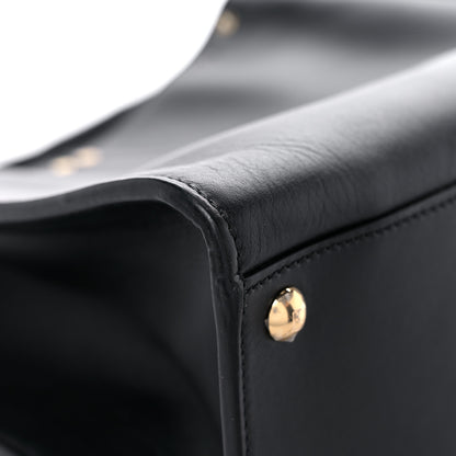Fendi Vitello Seta Glazed Fabric FF 1974 Medium Peekaboo X-Lite Black Mogano Panna 9 of 13