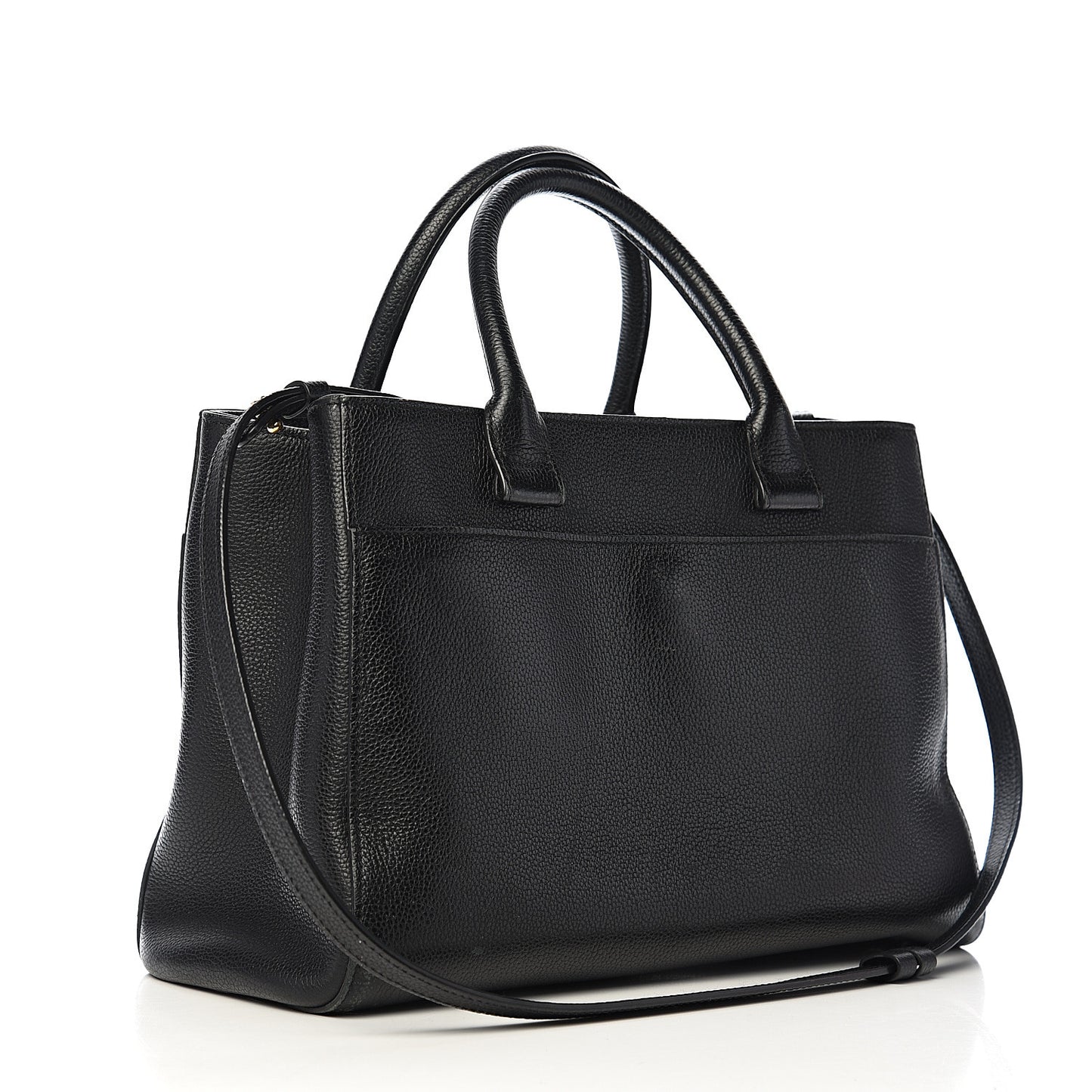 Grained Calfskin Small Neo Executive Shopper Tote Black