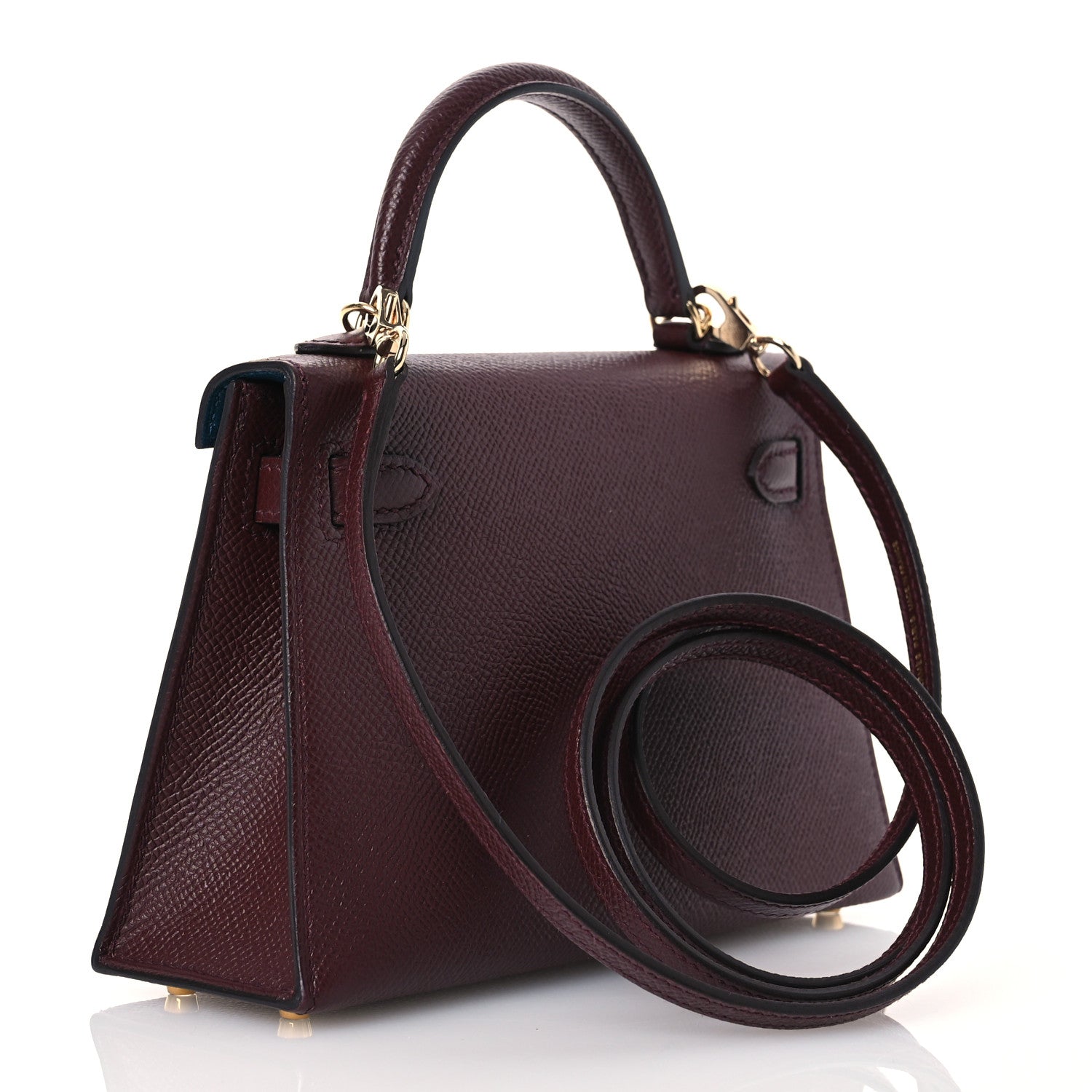 Hermes Epsom Horseshoe Mini Kelly Sellier 20 Bordeaux Vert Bosphore 3 of 11
