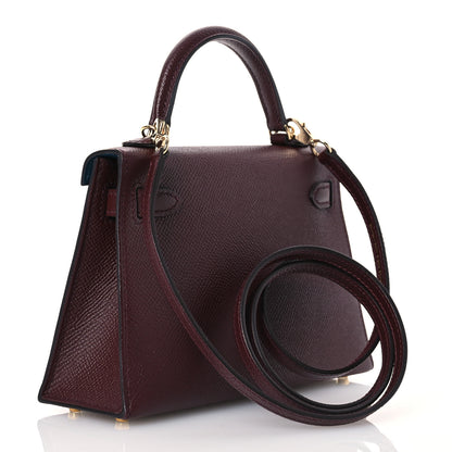 Hermes Epsom Horseshoe Mini Kelly Sellier 20 Bordeaux Vert Bosphore 3 of 11