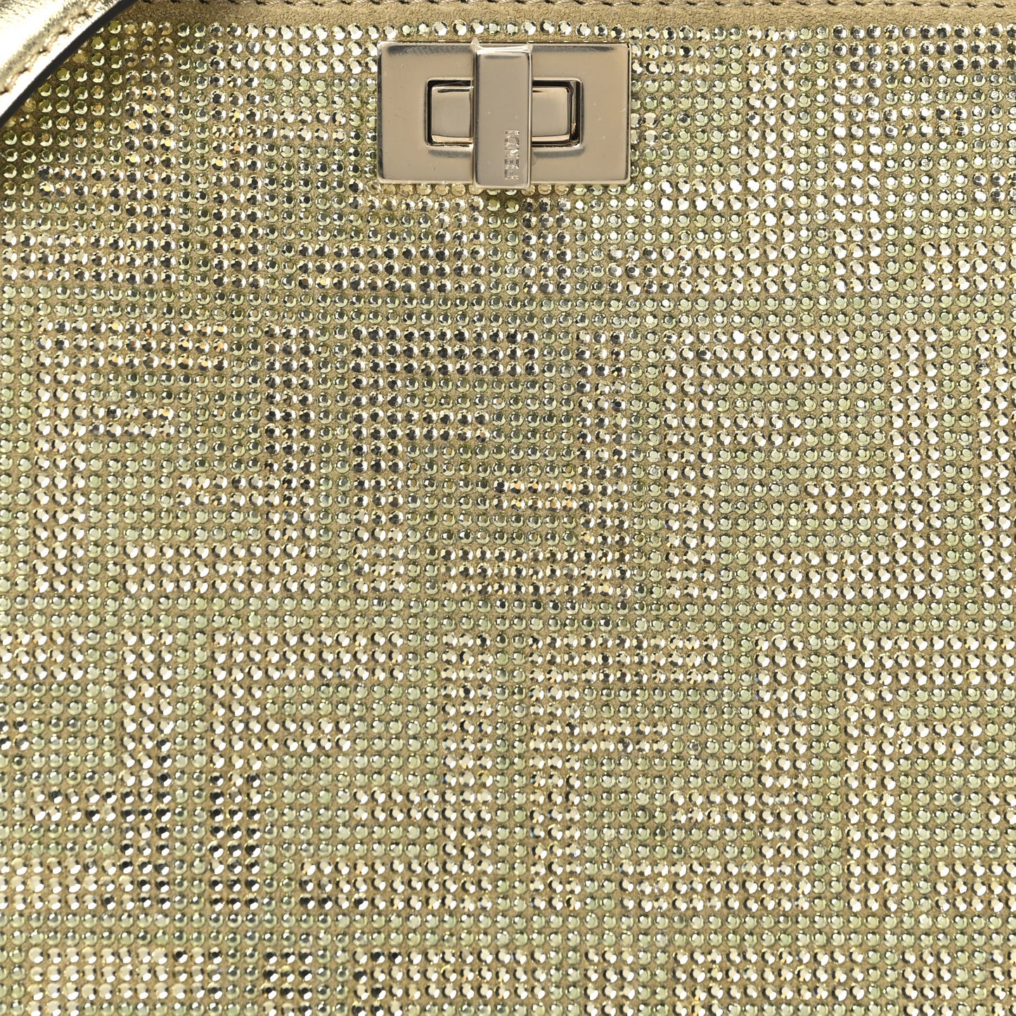 Crystal Vitello Laminato FF Petite Peekaboo I SEE U Satchel Crystal Platinum Light Gold