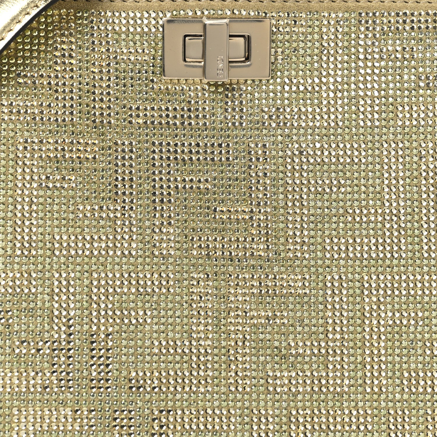 Fendi Crystal Vitello Laminato FF Petite Peekaboo I SEE U Satchel Crystal Platinum Light Gold 7 of 9