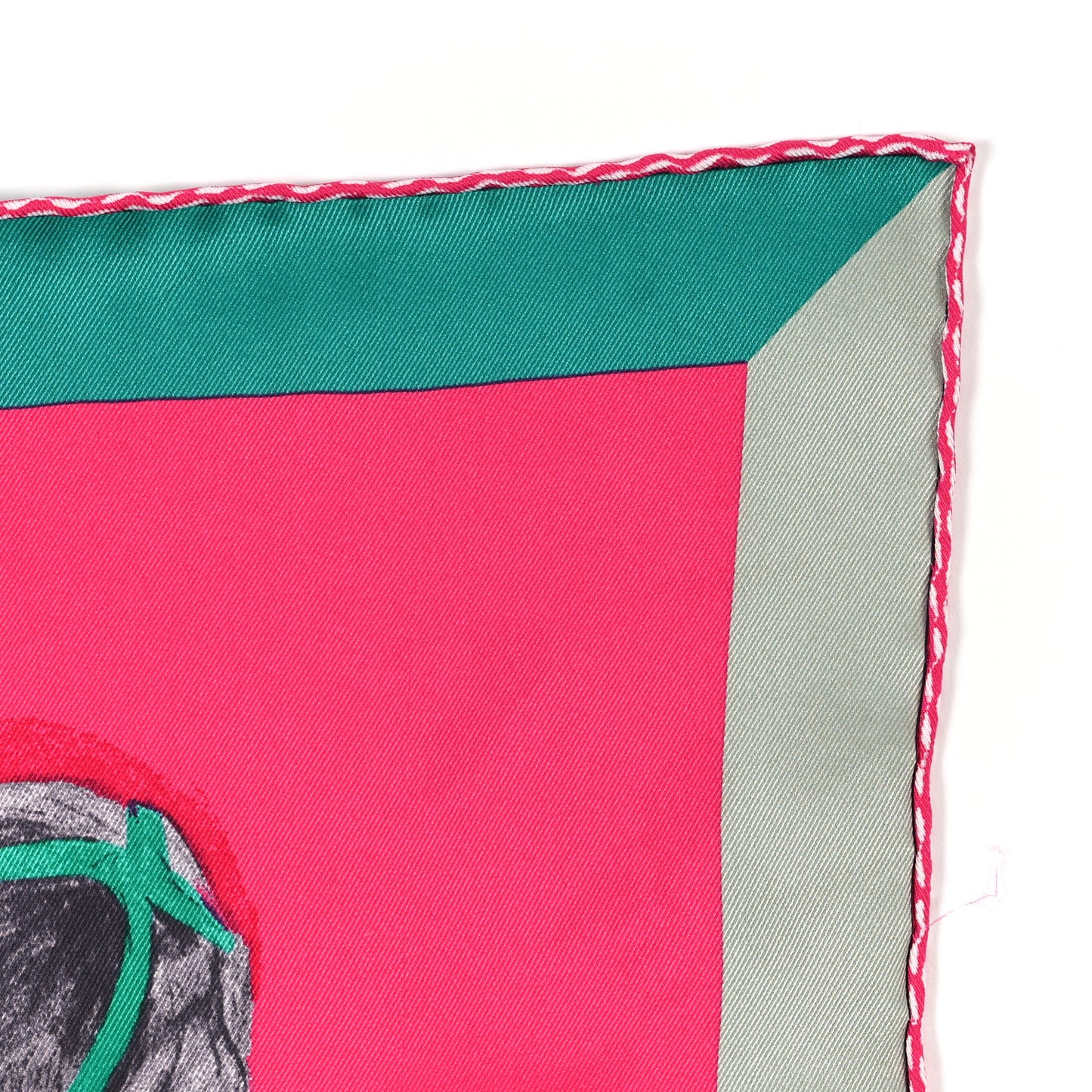 Silk Les Bassets Scarf 70 Fuchsia Etoupe Vert