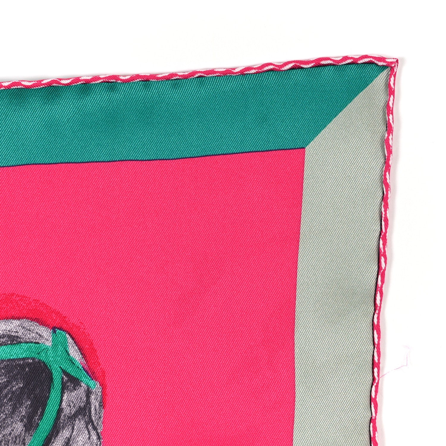Hermes Silk Les Bassets Scarf 70 Fuchsia Etoupe Vert 4 of 4