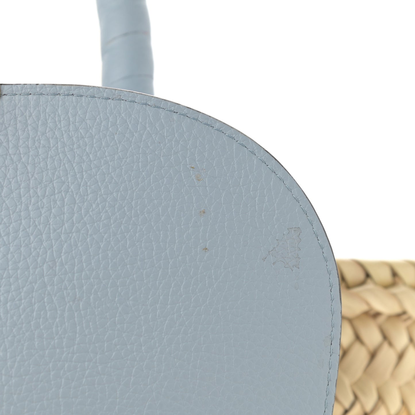 Raffia Small Grain Calfskin Medium Marcie Basket Shady Blue