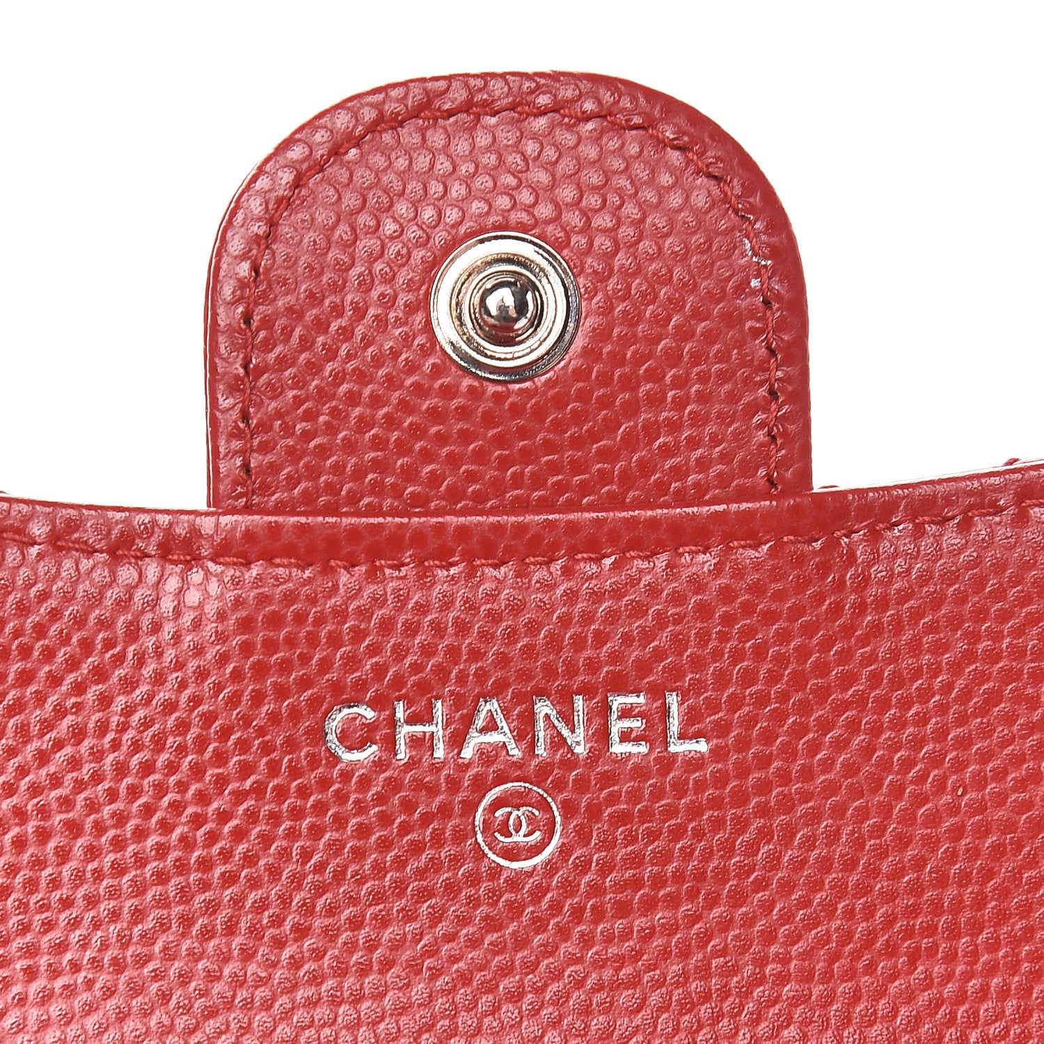 Chanel Caviar Chevron Quilted Compact Flap Wallet Dark Red 6 of 10