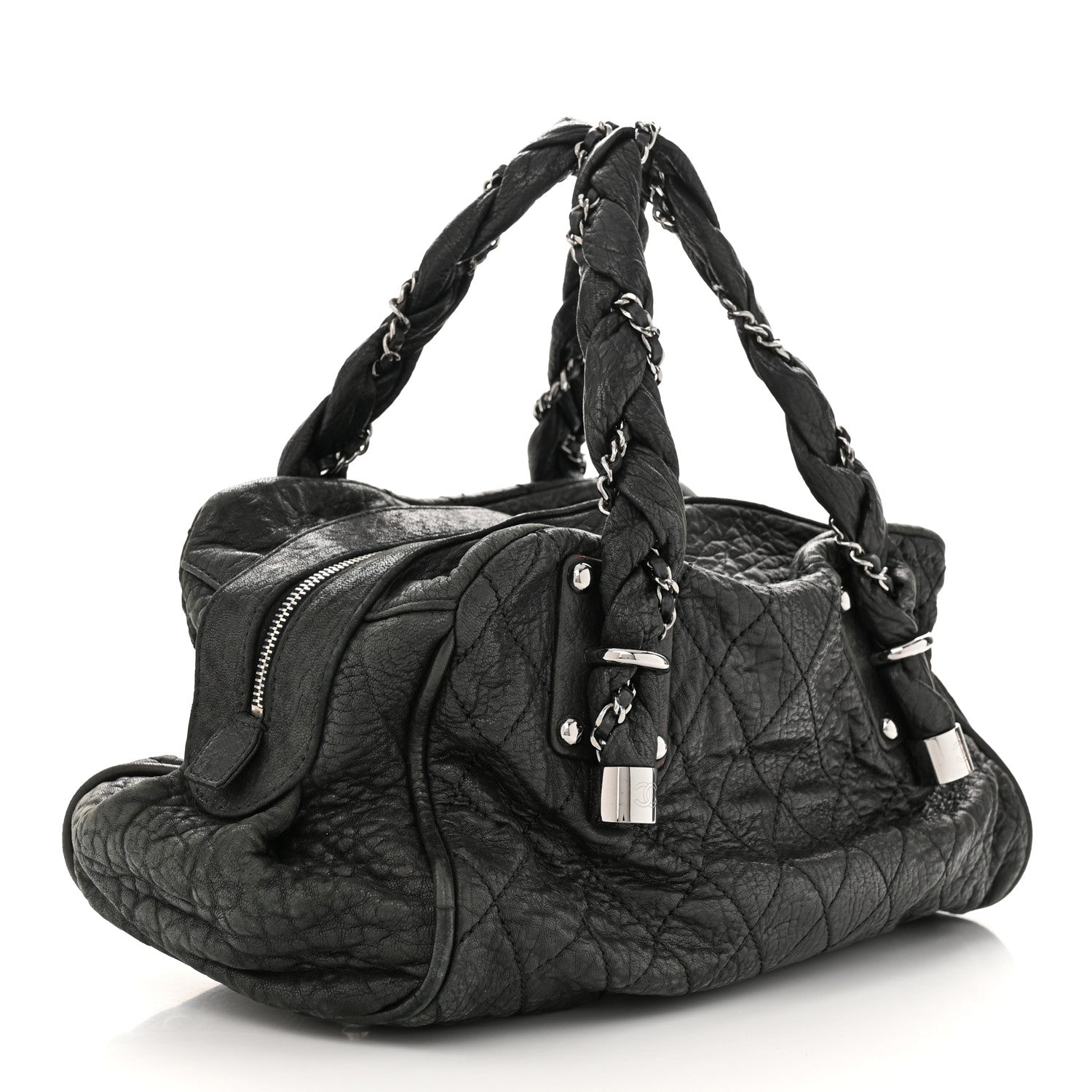 Chanel Distressed Lambskin Lady Braid Bowler Black 3 of 11
