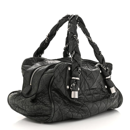 Chanel Distressed Lambskin Lady Braid Bowler Black 3 of 11