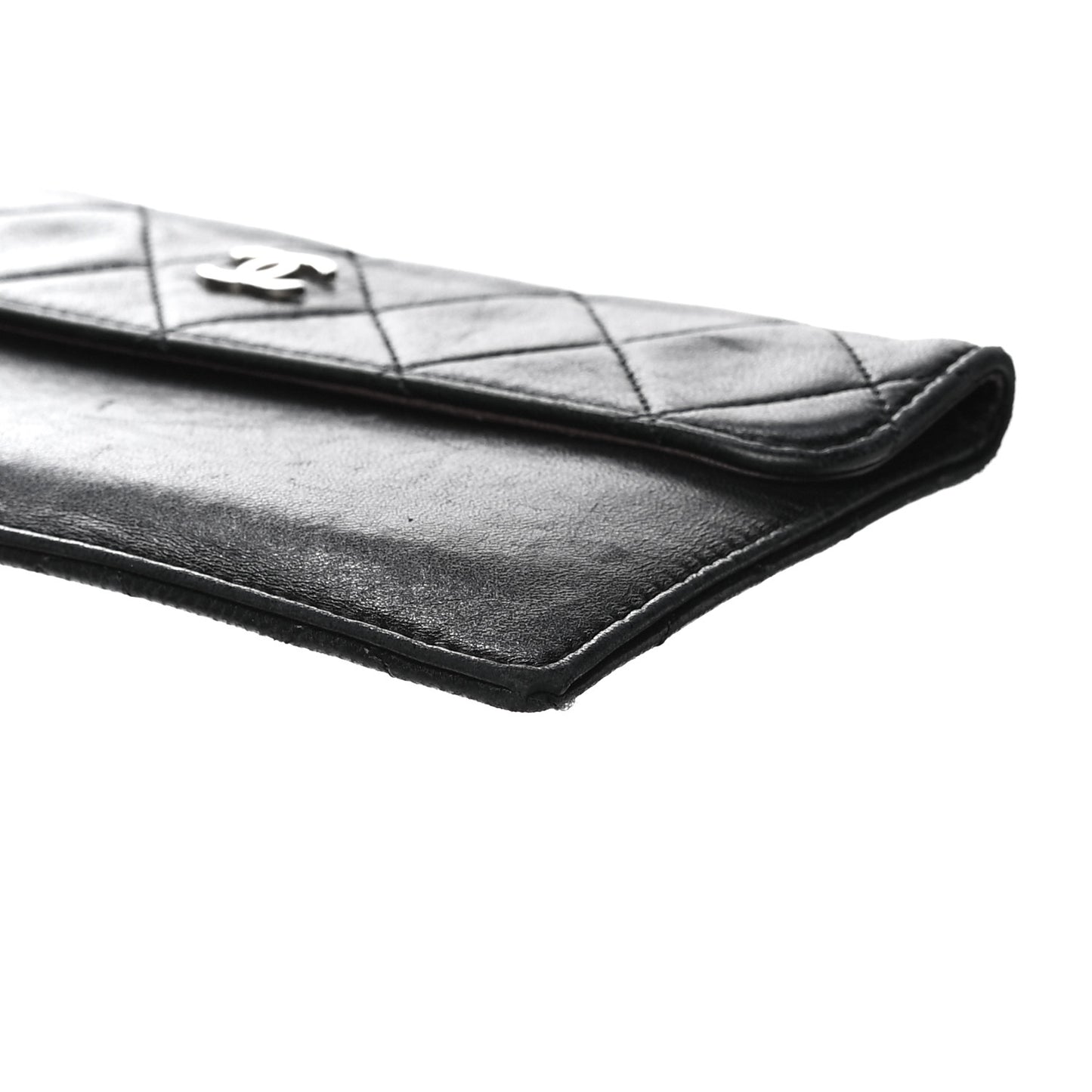 Lambskin Quilted Flap Pouch Black